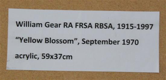 § William Gear R.A. (1915-97) Yellow Blossom, September 1970, 20.5in. x 13.5in.